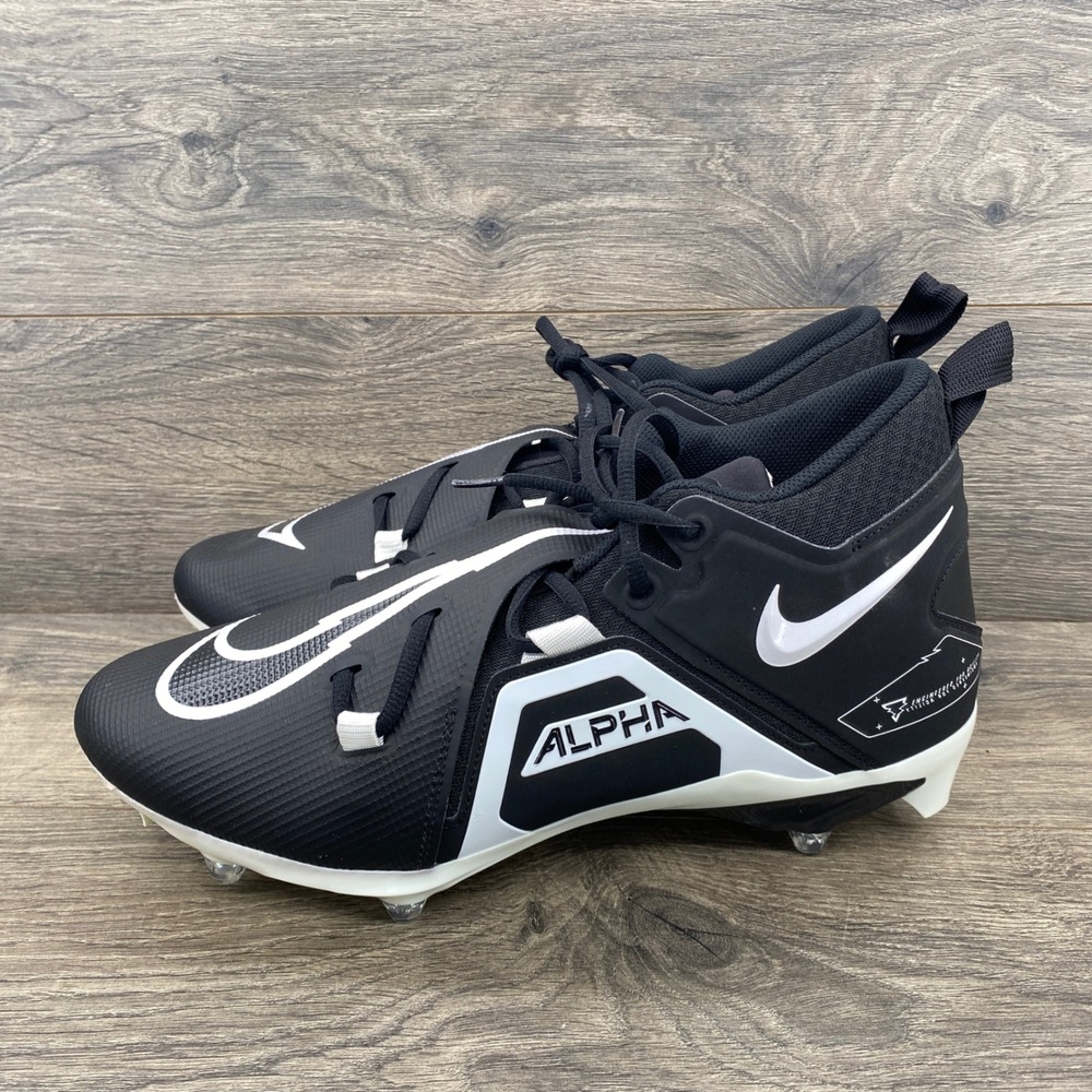 Nike Alpha Menace 4 Detachable Football Cleats Mens 12.5 W Black White DR5662